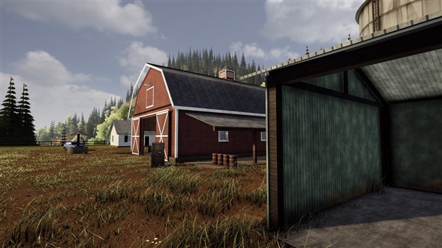 A red barn on a farm