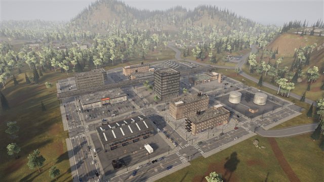 City in the hills from above