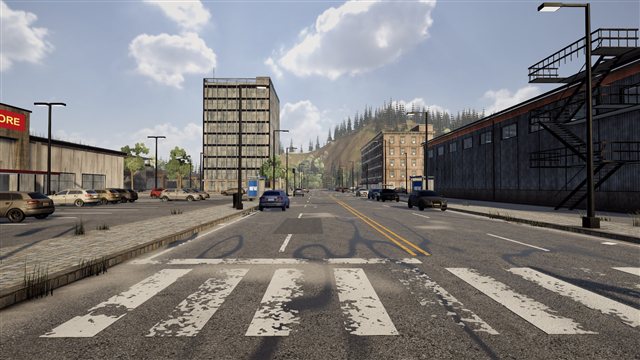 City crossing with high-rise buildings
